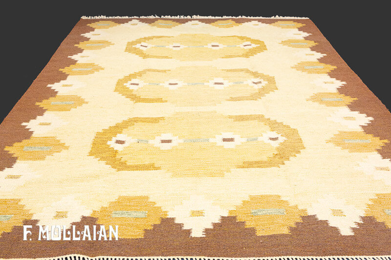 Semi-Antique Swedish Kilim n°:96342389